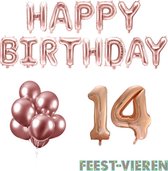 14 jaar Verjaardag Versiering Ballon Pakket Rosé Goud