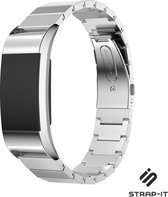 Stalen Smartwatch bandje - Geschikt voor Fitbit Charge 2 luxe metalen bandje - zilver - Strap-it Horlogeband / Polsband / Armband