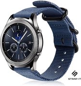 Nylon Smartwatch bandje - Geschikt voor  Samsung Gear S3 Frontier / Classic nylon gesp bandje - blauw - Strap-it Horlogeband / Polsband / Armband