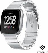 Stalen Smartwatch bandje - Geschikt voor Fitbit Versa 2 luxe metalen bandje - zilver - Strap-it Horlogeband / Polsband / Armband