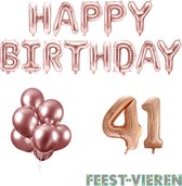 41 jaar Verjaardag Versiering Ballon Pakket Rosé Goud