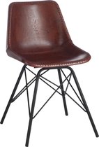 J-Line stoel Loft - leer/metaal - donkerbruin/zwart - 2 stuks