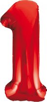 cijferballon 1 Rood 16 inch, 40 cm kindercrea