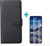 Bookcase Geschikt voor: Motorola Moto G 5G Plus- Zwart - portemonnee hoesje met 2 stuks Glas Screen protector
