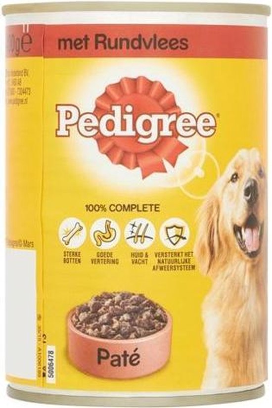 Pedigree – Blik – Hondenvoer – Adult – Paté – Rundvlees – 12 x 400 g