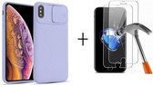 GSMNed – iPhone X/XS Paars  – hoogwaardig siliconen Case Paarse – iPhone X/XS Paarse – hoesje voor iPhone Paarse – shockproof – camera bescherming – met screenprotector iPhone X/XS
