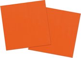 Servetten van papier 33 x 33 cm in het oranje - Uni kleuren thema voor verjaardag of feestje - Inhoud: 40x stuks