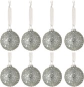 J-Line Doos Van 8 Kerstballen Parels Glas Lichtblauw Small