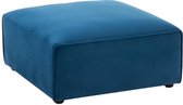 J-Line Poef/Hoek Vierkant Textiel/Hout Blauw