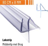 Simple Fix Douchestrip - Lekstrip - Waterkering - Douchedeurafdichting 80CM Lang - 6/7/8MM Glasdikte - Lekdorpel & Bolprofiel Onderkant