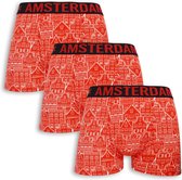Boxershort 3-PACK met Rode Hollandse Amsterdamse Grachtenpandjes als print – XL SIZE