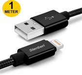 Stenberi USB-iPhone Lightning Snellader Kabel - Smartphone - Tablet - Laptop - USB Lightning naar USB A Kabel 2.1 - Fast Charge Oplaadkabel - Data kabel - Zwart -  1 Meter Sterk Ny