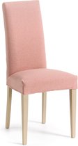 Kave Home - Freda roze stoel met massief beukenhouten poten en natuurlijke afwerking