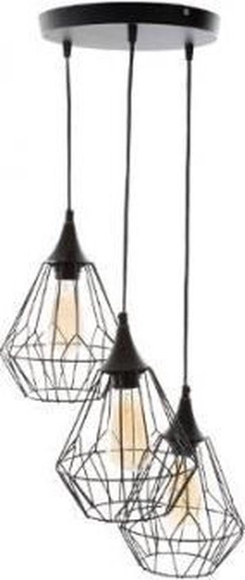 Hedendaags Versterken expositie Industriële hanglamp ▫ 3 lichts ▫ Zwart ▫ Draadlamp ▫ Hanglamp eetkamer ▫  Lamp... | bol.com