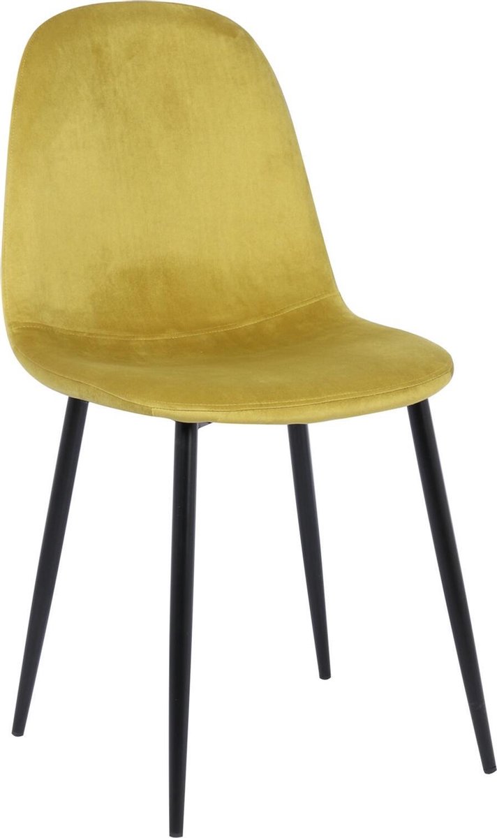 Eetkamerstoel Boston velvet - Set van 4 - geel - Fluweel - Velvet - Eetkamerstoel - Eetkamerstoelen - Woonkamerstoelen