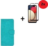 Samsung Galaxy A42 Hoesje - Bookcase - Samsung Galaxy A42 Screenprotector - Samsung A42 Hoes Wallet Book Case Turquoise + Full Screenprotector 2x