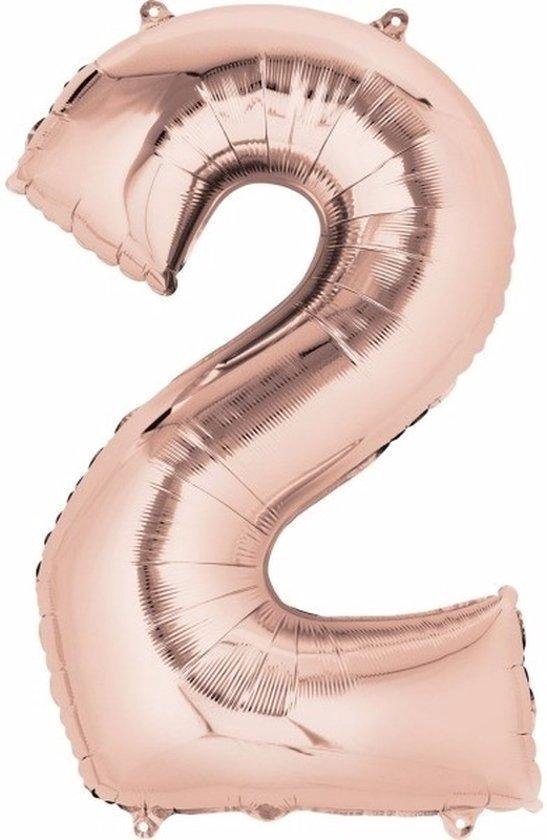 Cijferballon 2 rosé goud, 16 inch kindercrea