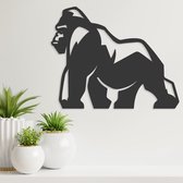 Wanddecoratie - Gorilla - Aap - Dieren - Hout - Wall Art - Muurdecoratie - Woonkamer - Zwart - 36.5 x 29 cm