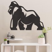 Wanddecoratie - Gorilla - Aap - Dieren - Hout - Wall Art - Muurdecoratie - Woonkamer - Zwart - 74 x 59 cm