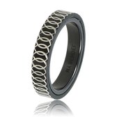 My Bendel - Gegraveerde ring met cirkel motief - Stijlvolle 4 mm brede keramieken ring gegraveerd met cirkels - Met luxe cadeauverpakking