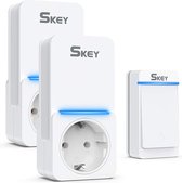 Skey® Draadloze Deurbelset Zonder Batterijen- Maximaal 120 dB en 300 Meter Bereik- 8 tot 10 Jaar Levensduur- 5 Volumeniveau's- Geluid zelf te regelen- 80 Gram