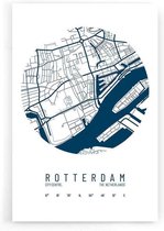 Walljar - Stadskaart Rotterdam Centrum IV - Muurdecoratie - Poster met lijst