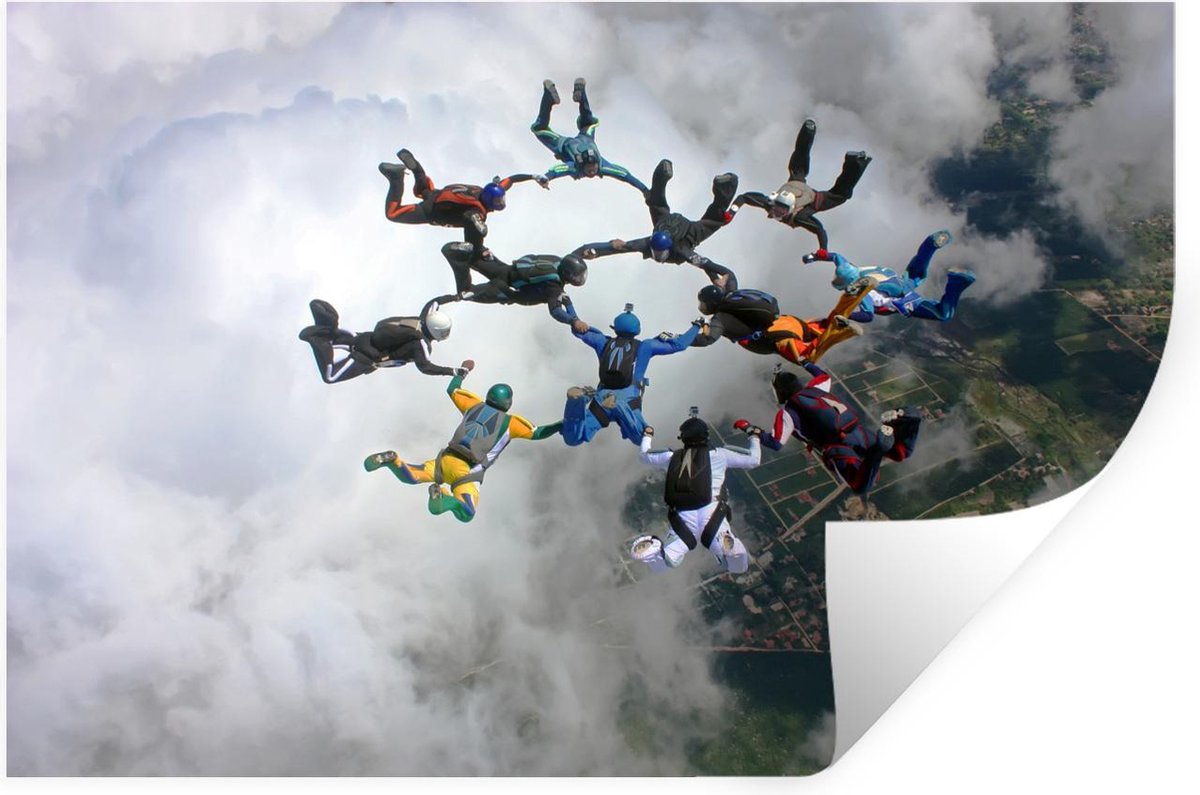 Muurstickers - Skydivers in formatie - 60x40 cm - Plakfolie - StickerSnake