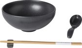 Costa Nova - servies - ramen schaal set Pacifica antraciet - aardewerk - 0,97L - H 8 cm