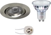 PHILIPS - LED Spot Set - MASTER 927 36D VLE - Primux Aerony Pro - GU10 Fitting - DimTone Dimbaar - Inbouw Rond - Mat Nikkel - 4.9W - Warm Wit 2200K-2700K - Kantelbaar - Ø82mm