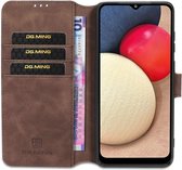 DG Ming Samsung Galaxy A02s Hoesje Retro Wallet Book Case Coffee