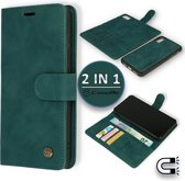 Casemania Hoesje Geschikt voor Apple iPhone XR Emerald Green - 2 in 1 Magnetic Book Case