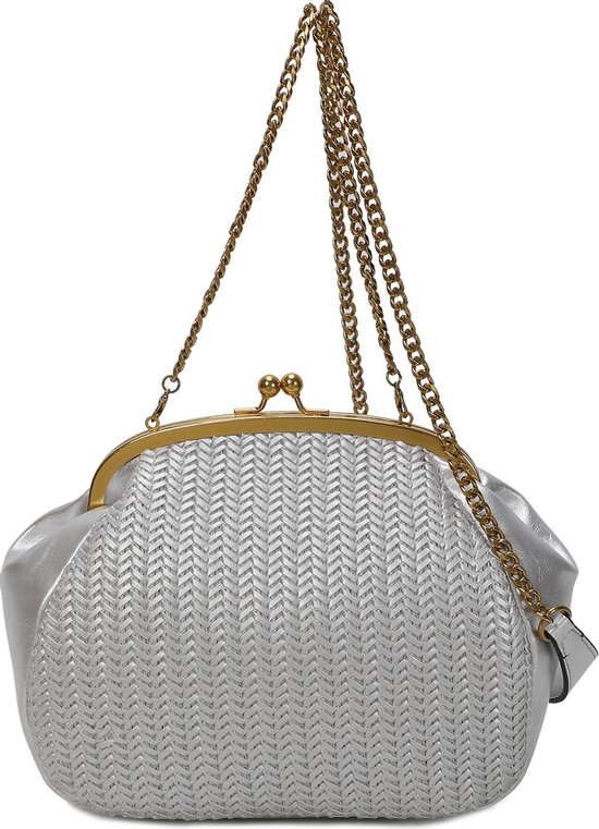 Ines Delaure Crossbody tasje gouden ketting zilver bol