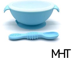 Babyservies - Blauw - Kom inclusief lepel - Bakje - Zuignap - Deksel - BPA vrij - Baby bord