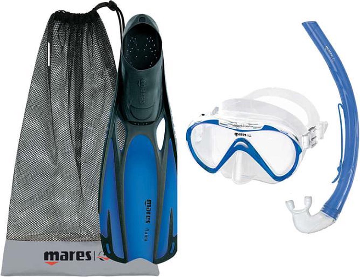 Mares Fluida Snorkel set Flippers met Duikbril en Snorkel Blauw