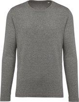Heren-t-shirt BIO-katoen ronde hals lange mouwen Maat XXL Grijs.