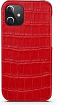 Leren Hoesje iPhone 12 Mini Rood Leer Met Kroko Print – Apple iPhone 12 Mini Hoesje Rood Leer Met Kroko Print