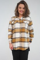 La Pèra Bruine Geruite Overhemd Blouse Houthakkersblouse ecru - bruin Dames - Maat XL