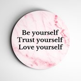 Muurcirkel Marmer looks | Love Yourself | Marmer wanddecoratie - 40x40cm, Forex