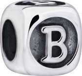 Quiges - 925 - Zilveren - Bedels -Sterling zilver - Beads - Alfabet Letter B Kraal Charm - Geschikt – voor - alle bekende merken - Armband Z425