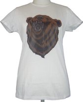 T-shirt beer met fototoestel wit - dames - vrouw - kleding - mode - shirt - korte mouw - dames T-shirt - safari