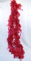 Veren boa (kerstslinger), rood: 184 cm met ophanglusje aan beiden zijden