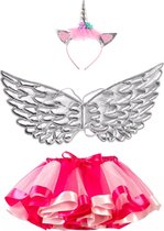 Supercute Eenhoorn verkleedset roze zilver 5 t/m 7 jaar