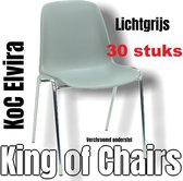 King of Chairs -set van 30- model KoC Elvira lichtgrijs met verchroomd onderstel. Kantinestoel stapelstoel kuipstoel vergaderstoel tuinstoel kantine stapel stoel kantinestoelen sta