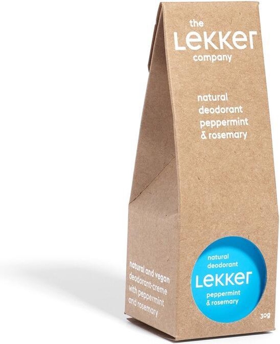 The Lekker Company - 2 x Deodorant - Pepermunt en Rozemarijn - 2 x 30 ml - 60 ml - plastic vrij - half jaar lang gebruik