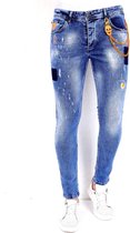 Exclusive Spijkerbroek met Verfspetters - 1008 - Blauw