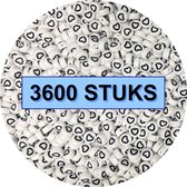 Fako Bijoux® - Hartjes Kralen Bulk - Acryl - 7mm - Sieraden Maken - 3600 Stuks - Wit/Zwart Open