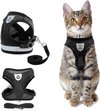 Kattentuigje met looplijn | Zwart Kattenharnas| Easy Step In | Kattenriem | Kattenlijn | Kattentuig