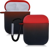 kwmobile Hoes voor Apple Airpods 1 & 2 - Siliconen cover voor oordopjes in rood / zwart - Tweekleurig design