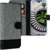 kwmobile telefoonhoesje voor Motorola Moto G7 / Moto G7 Plus - Hoesje met pasjeshouder in grijs / zwart - Case met portemonnee