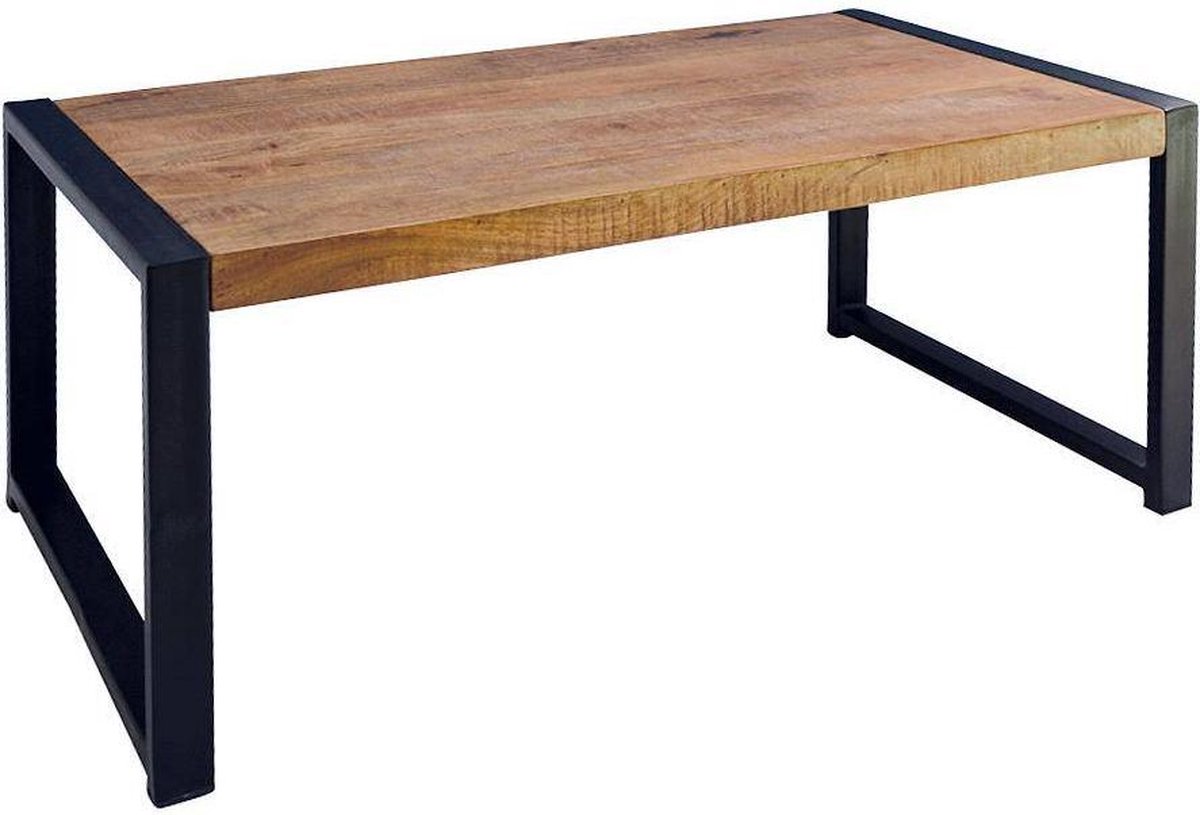 Mangohouten Salontafel Britt 110 cm Mahom Industrieel - Kleine tafel van Mangohout & Metaal - Industriële Huiskamertafel